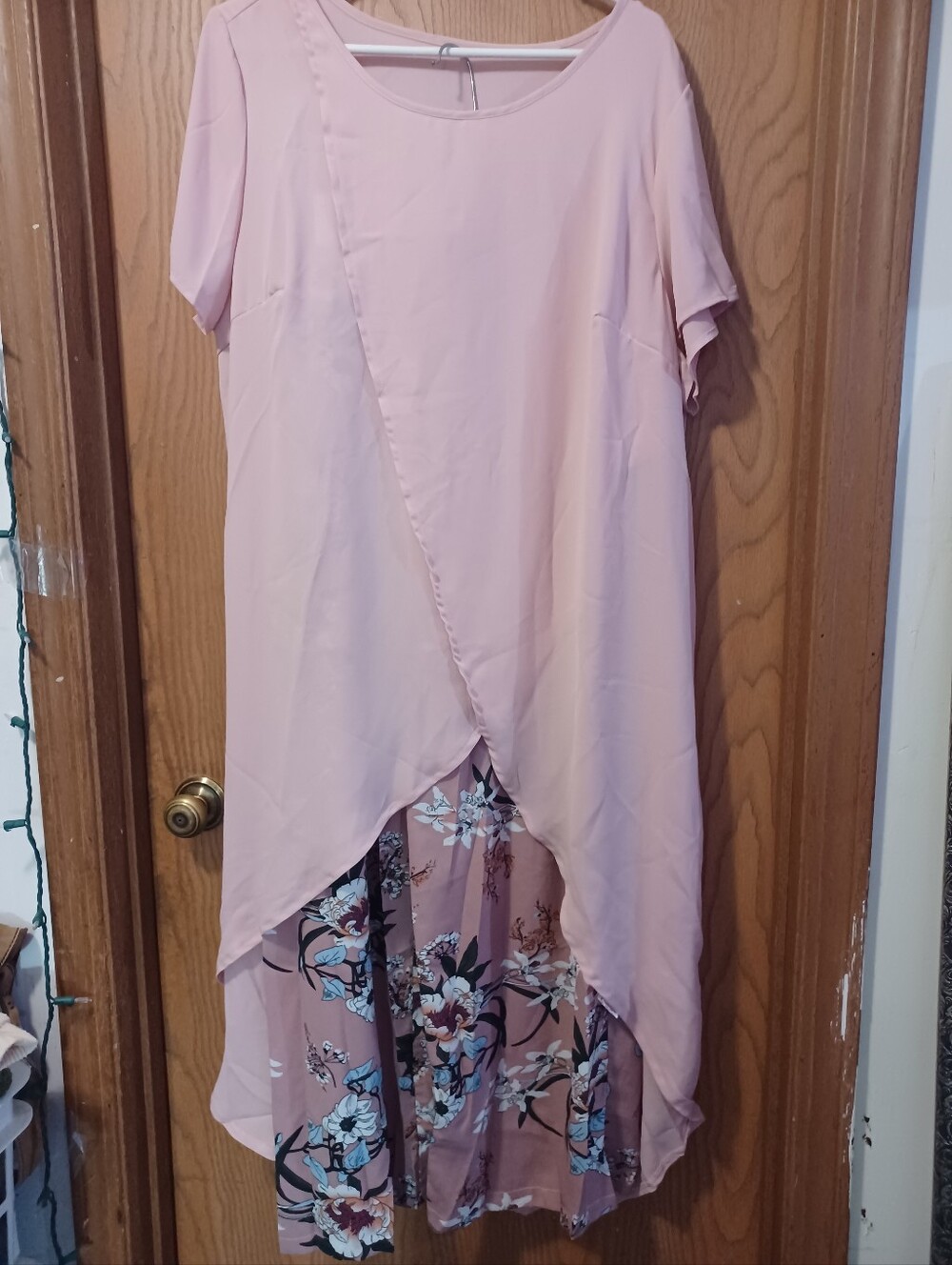 New 2pc Hi-low Top With Floral Print Wide Leg Pants Set Size 1x